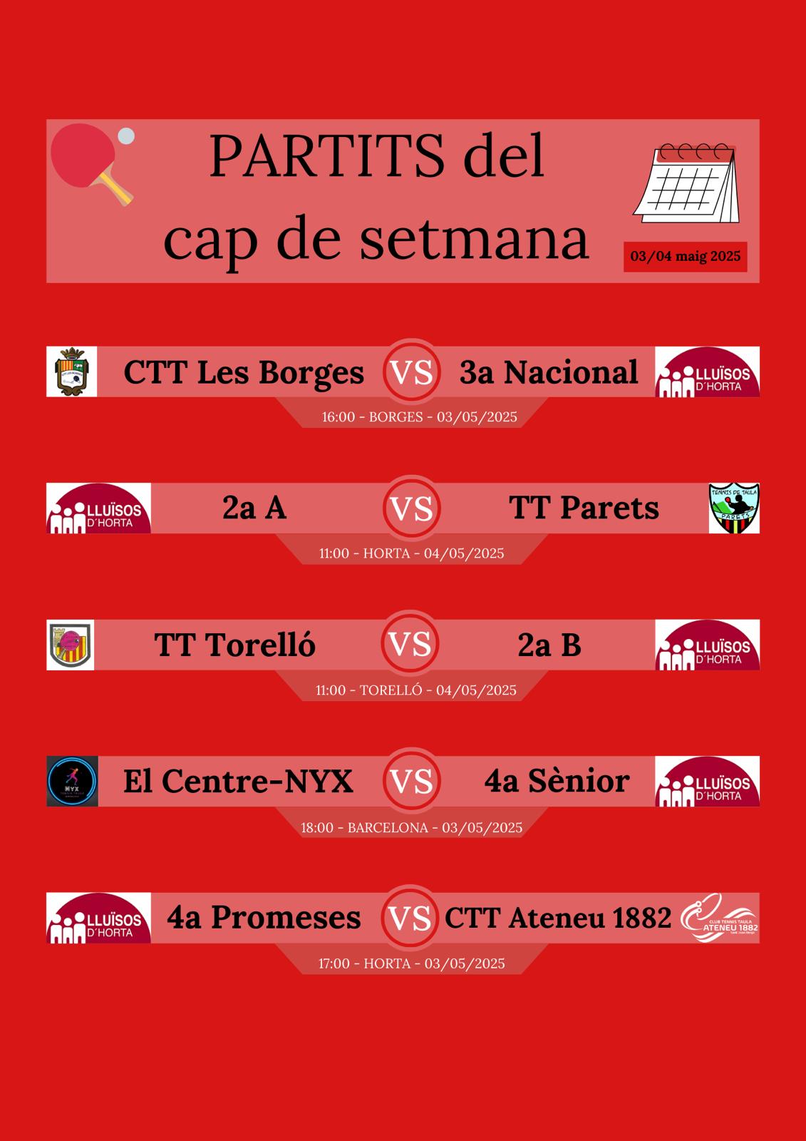 Partits 3 i 4 maig